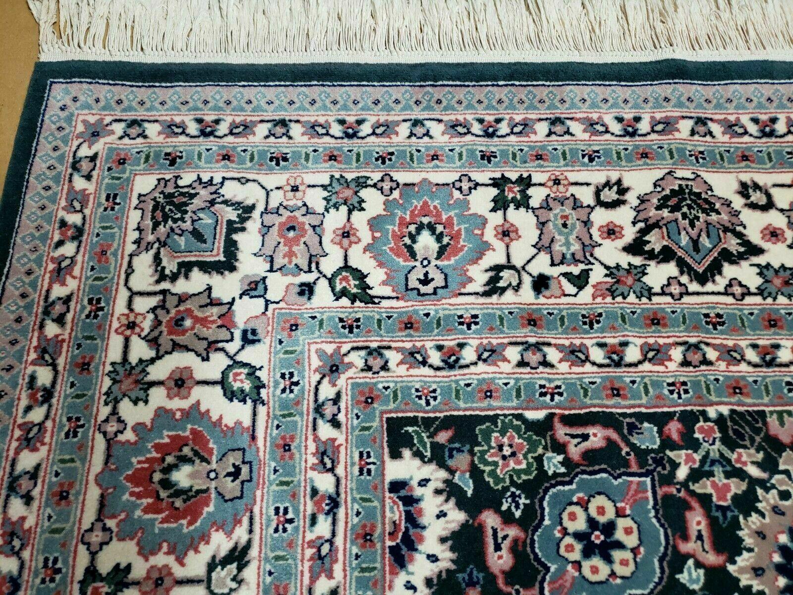 8' X 10' Handmade Indian Oriental Wool Rug Carpet Organic Dye Forest Green Nice