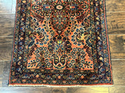 Antique Persian Lilihan Rug 2x4, Red, Floral, Wool, Handmade Lilian Persian Carpet