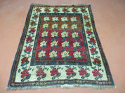 4' X 5' Semi Antique Handmade Fine Turkish Flowers Bouquet Wool Rug Nice