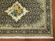 Small Persian Rug 2.4 x 3, Birds and Flowers, Finely Hand Knotted