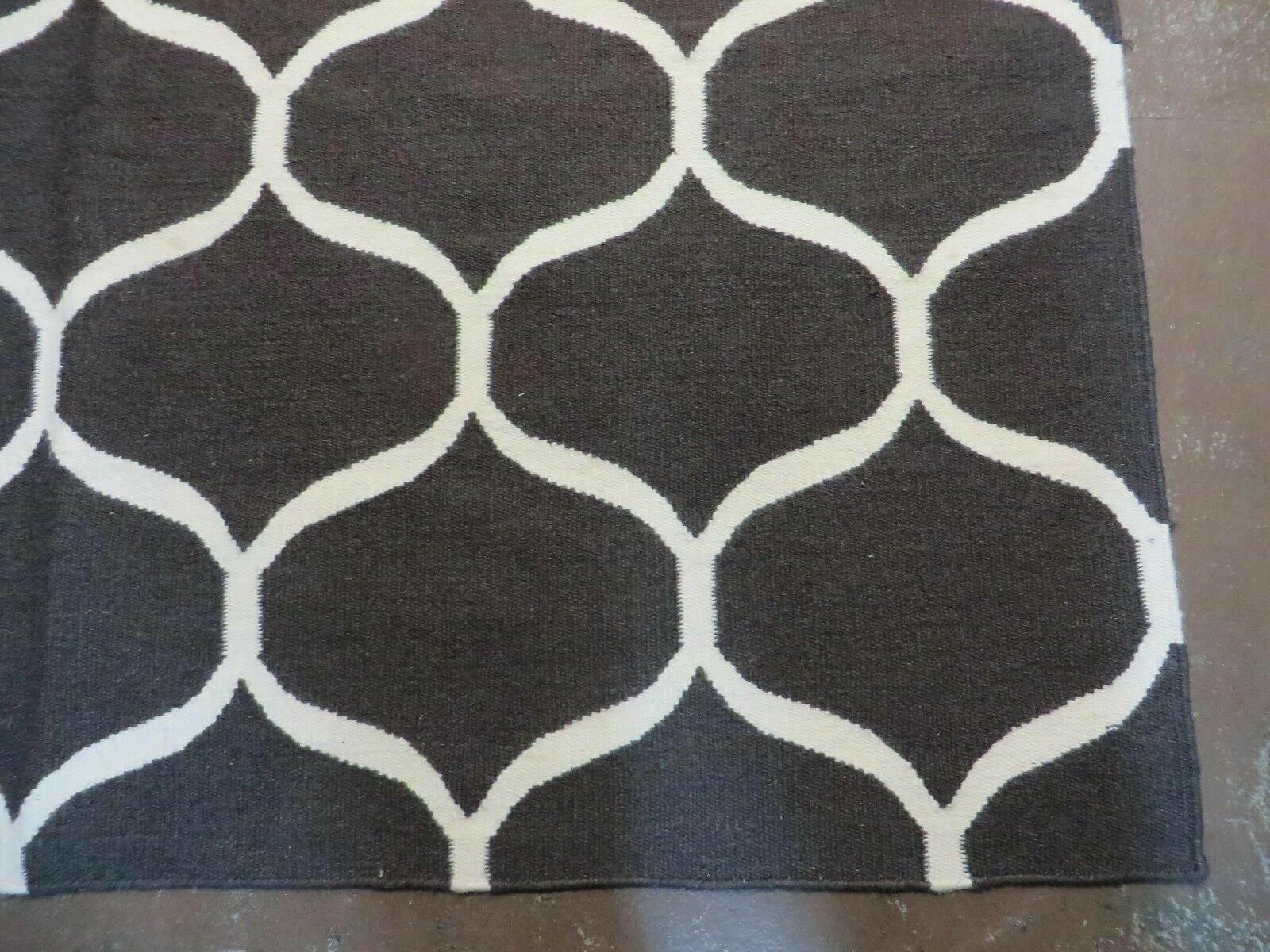 5' X 8' Modern Contemporary Hand Made Flat Weave Wool Rug Veg Dyes Nice