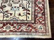 Peshawar Rug 10x14, Beige and Rust Red, Large Pak Persian Rug, Pakistani Rug