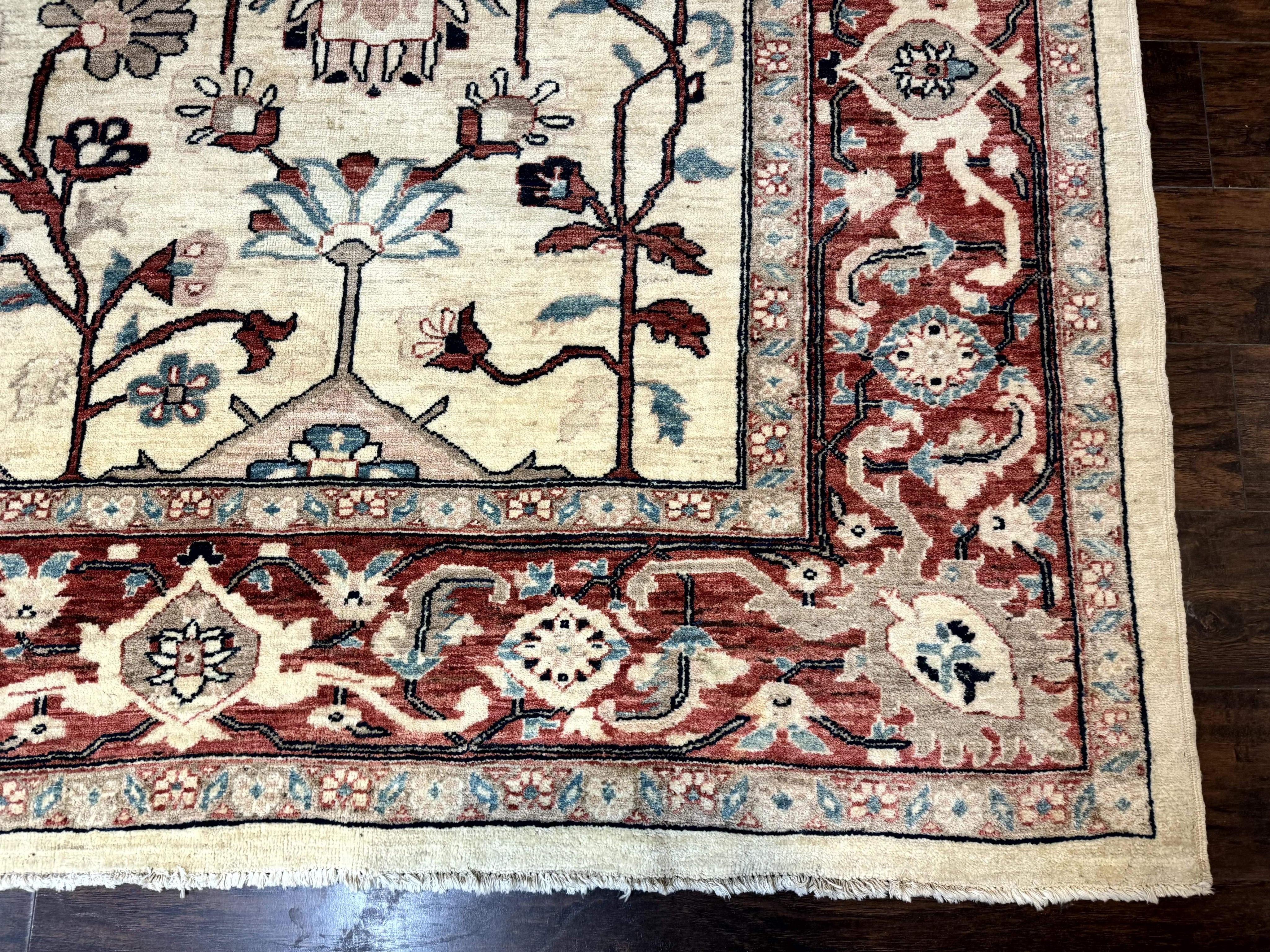 Peshawar Rug 10x14, Beige and Rust Red, Large Pak Persian Rug, Pakistani Rug