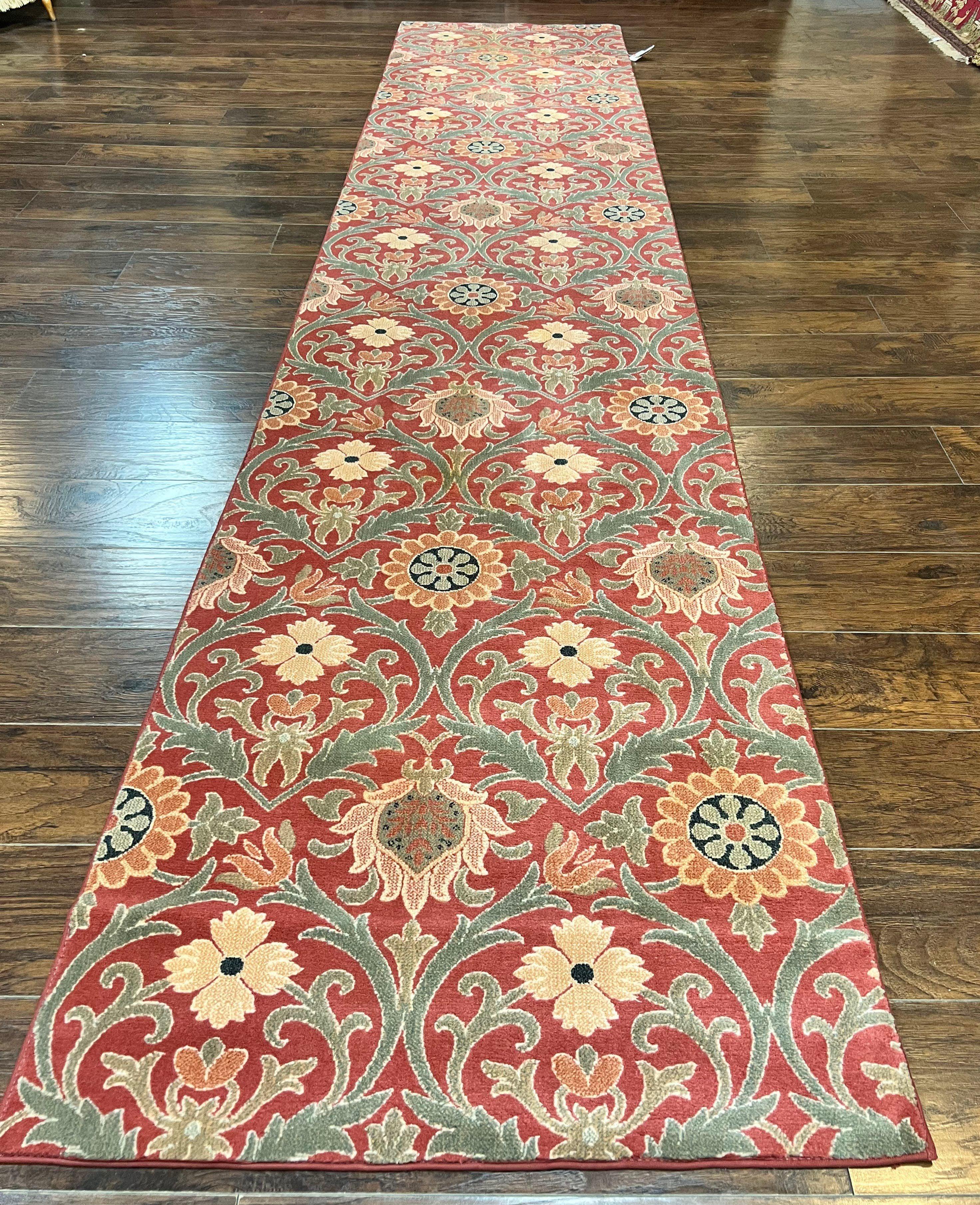 Runner Rug 3 x 14.7, Long Hallway Rug, Wool, Power Loomed, Contemporary, Floral
