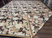 Palace Size Needlepoint Rug 13x17, Extra Large Wool Floral Handmade Carpet, European Design, Botanical