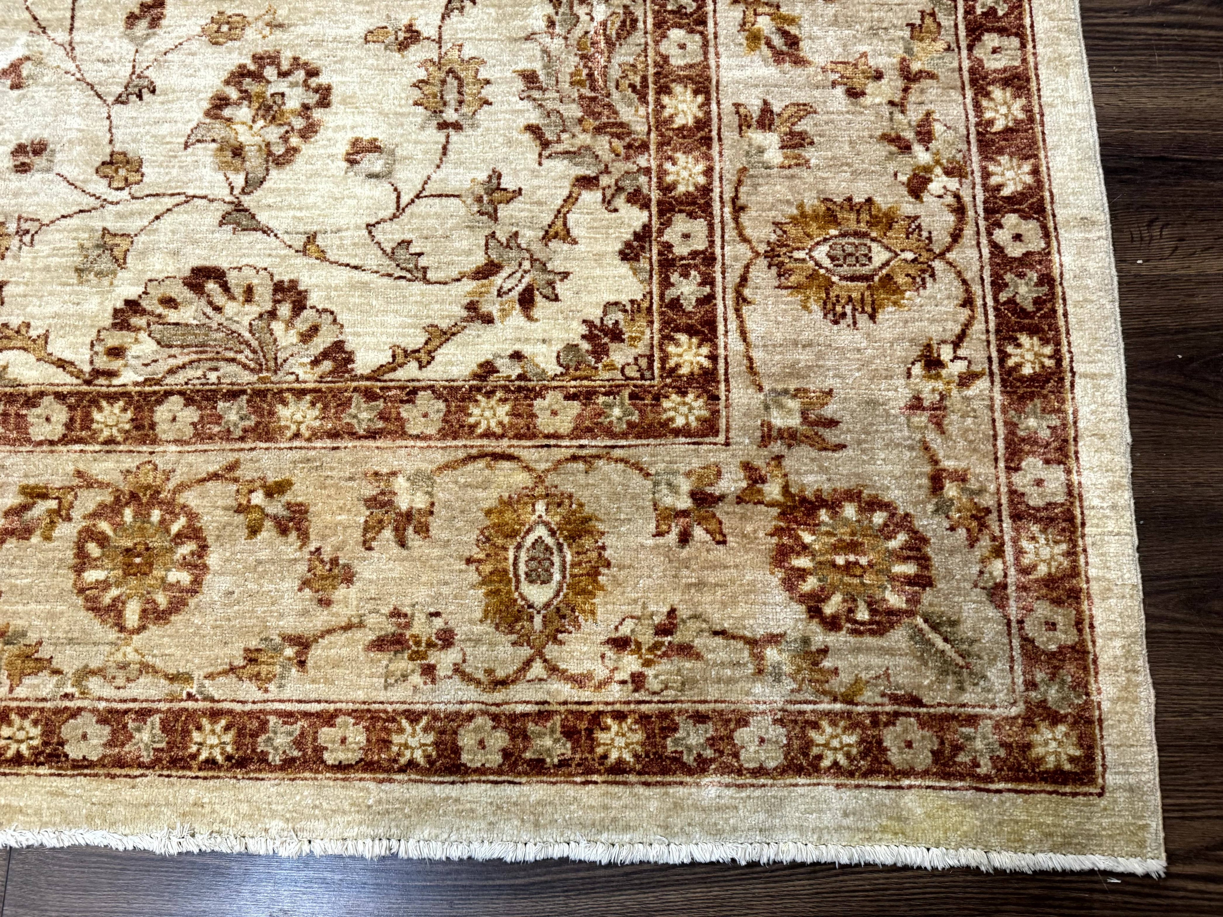 Pakistani Peshawar Rug 8x10, Pak Persian Traditional Oriental Carpet, Handmade, Wool, Allover Pattern