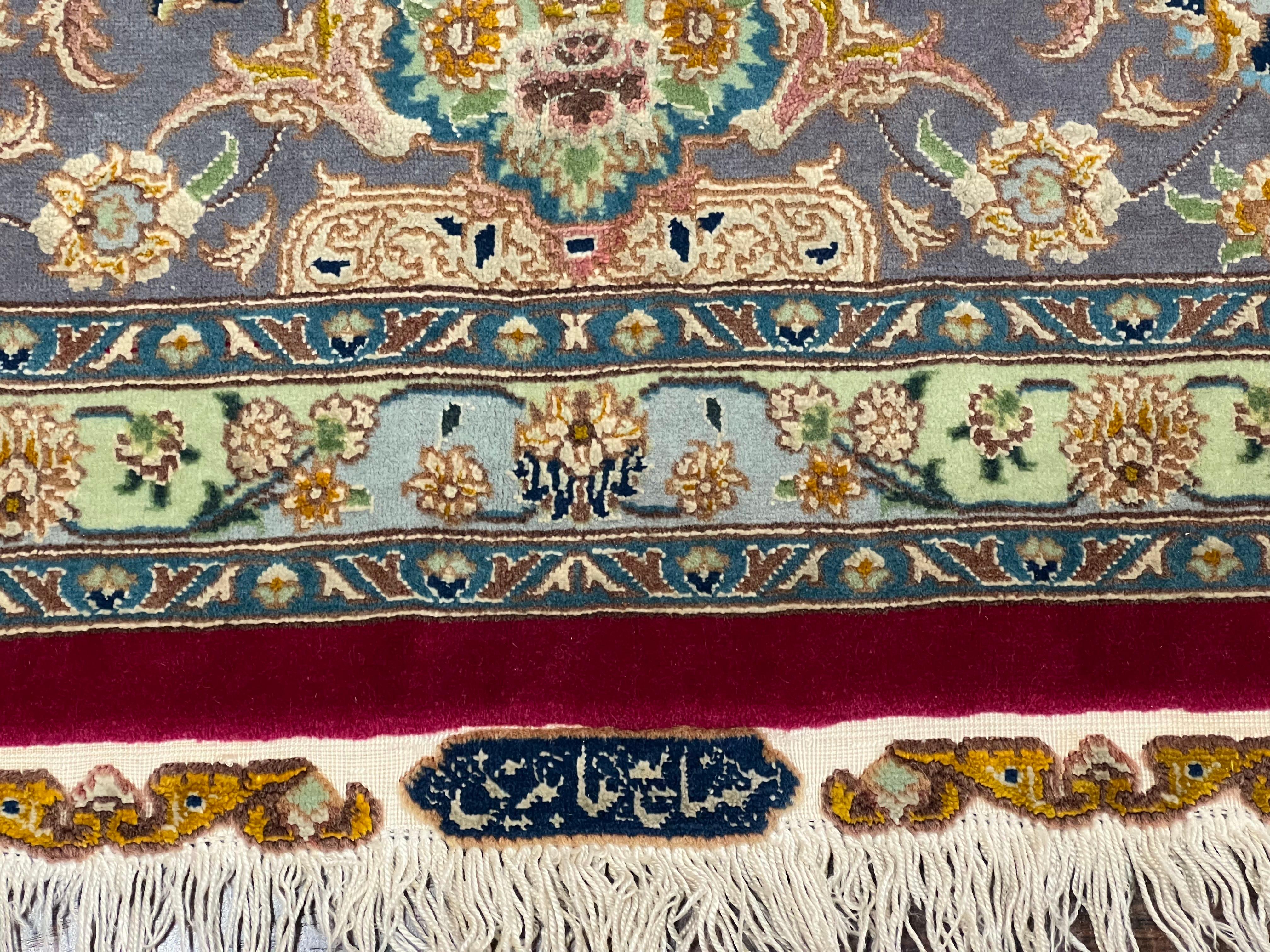 Stunning Persian Tabriz Rug 5x7, Signed by Masterweaver, Maroon, Floral Medallion, Ultra Fine 70 Raj 625 KPSI, Kork Wool Silk Foundation, Handmade