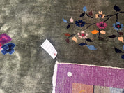 Antique Chinese Nichols Rug 9x12 - Rare Green and Purple Art Deco Carpet