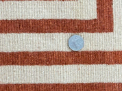 Modern Tibetan Rug 11 x 14.6, Wool and Silk, Simple Design, Handmade Large Area Rug, Cream