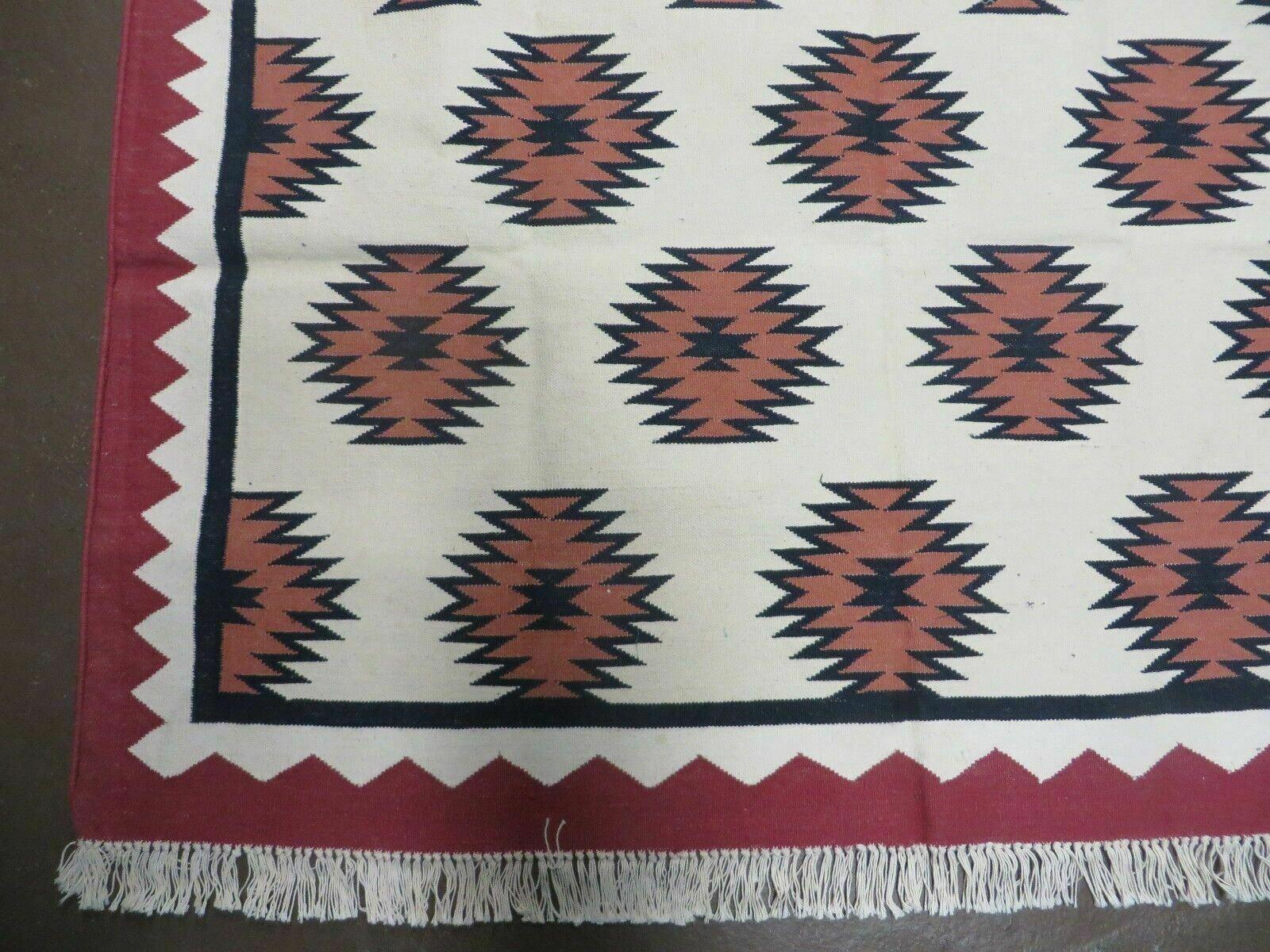 5' X 8' Hand Woven Wool Rug Contemporary Kilim Dhurrie Modern Oriental Area Rug