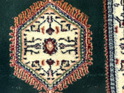Small Indo Persian Dark Green Rug 2x3, Geometric Semi Open Field