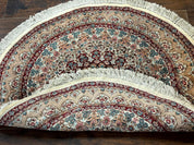 Round Silk Rug 3x3, Extremely Fine 580 KSPI, Sino Persian Round Handmade Carpet, Silk on Silk