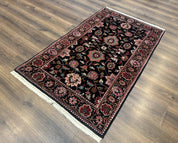 Indo Persian Sarouk Rug 3x5, Black Traditional Oriental Carpet
