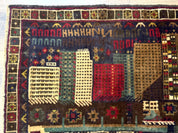 Balouch Rug 3x5, Afghan Carpet, City Pictorial