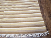 Indian Striped Blanket 6x9, Large Indo Kilim Area Rug, Earthern Tones Woolen Hand-Woven Flatweave South American Style Queen Size Bedspread