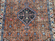 Red Persian Hamadan Rug 4x6, Wool Handmade Antique Carpet, Geometric Medallion Rug, Oriental Rug 4 x 6, Persian Tribal Rug, Hand Knotted Rug