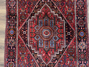 Fine Persian Bidjar Rug 3x5 ft, Ruby Red and Black, Geometric Medallion, Hand Knotted Semi Antique Oriental Bijar Carpet, Wool Area Rug, Tribal Rug