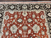 Pakistani Oriental Rug 6x9, Red, Floral Allover, Handmade Wool Rug, Peshawar Chobi Rug, Pak Persian Carpet 6 x 9