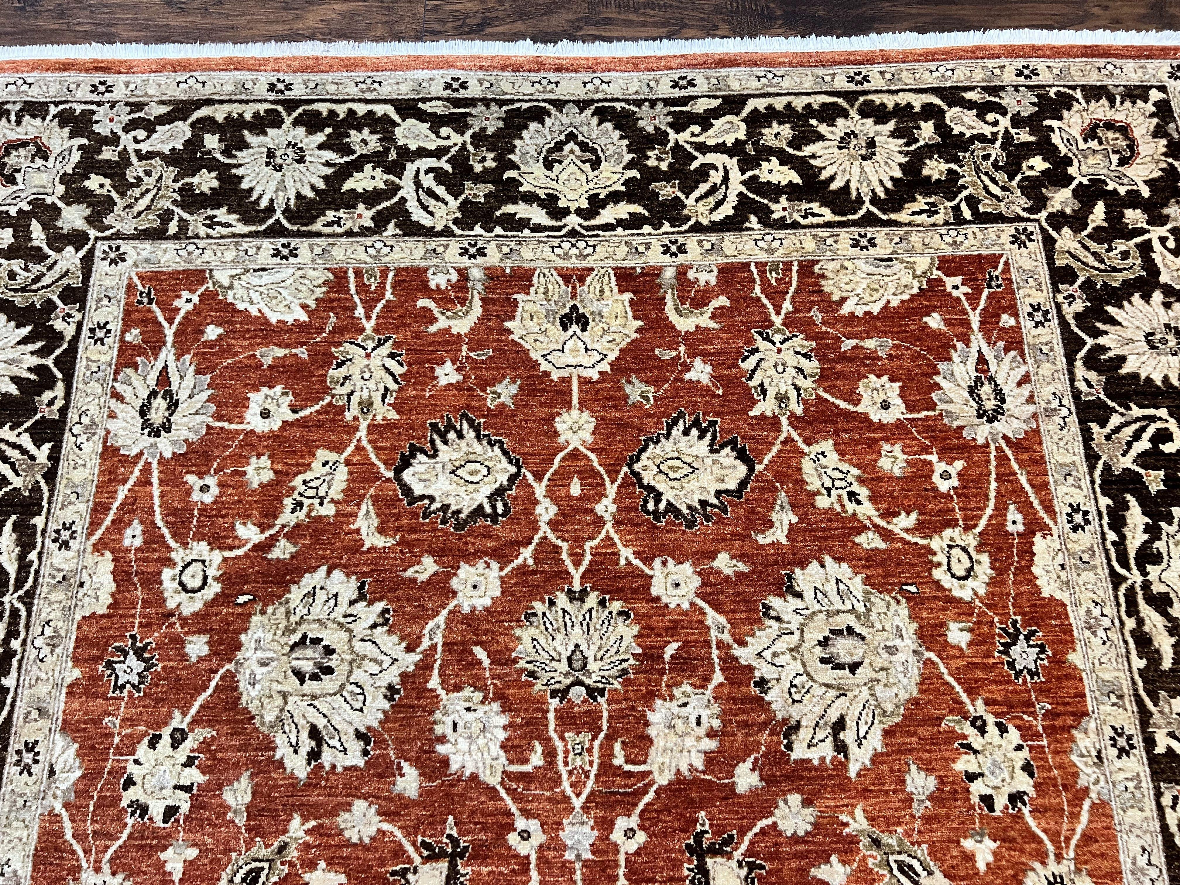 Pakistani Oriental Rug 6x9, Red, Floral Allover, Handmade Wool Rug, Peshawar Chobi Rug, Pak Persian Carpet 6 x 9