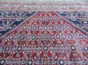 Oversized Persian Shiraz Tribal Rug 13x19, Palace Sized Oriental Carpet, Handmade Hand-Knotted X Large Rug, Red Blue Cream, Allover Herati Pattern