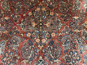 Large Persian Sarouk Rug 10x17, Palace Size Antique Persian Carpet, Red, Floral Allover, Traditional Persian Rug, Oversize Handmade Wool Rug