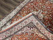 Persian Qum Silk Rug 5x7 - Floral Medallion, Birds, Orange-Red