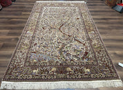 Persian Isfahan Rug 5x8 - Tree of Life, Animal Pictorials, Kork Wool & Silk