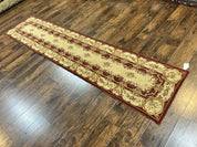 Needlepoint Runner Rug 2.5 x 10.7, Tan Runner Rug, Flatweave Runner, Aubusson European Design, Needlepoint Rug, Long Runner, Hallway Rug