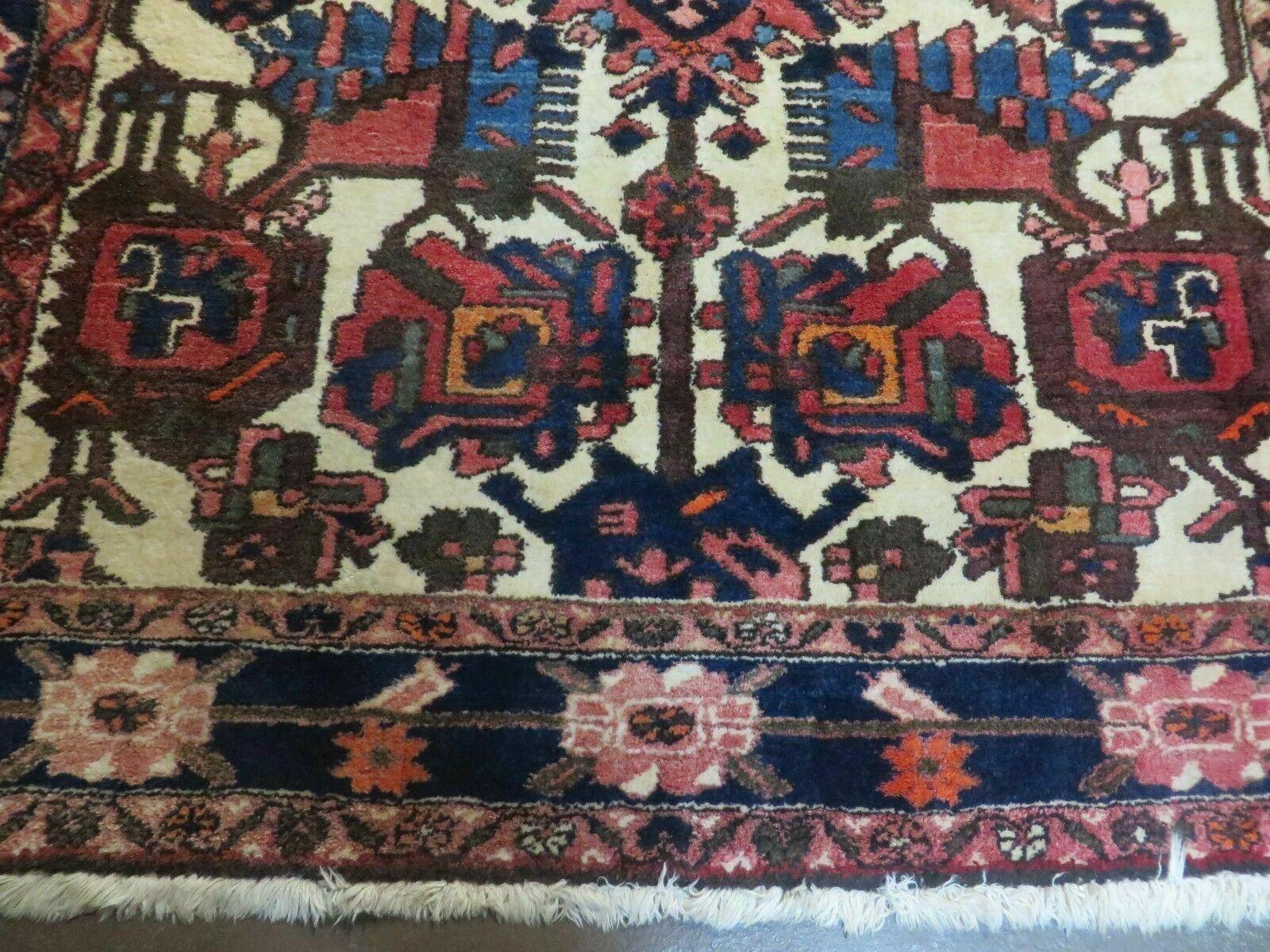 5.5' X 10.5' Antique Handmade Indian Floral Oriental Wool Rug Tribal Veg Dye Nice