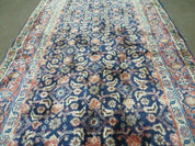 3'7" X 10' Antique Handmade India Floral Oriental Wool Runner Rug Organic Blue