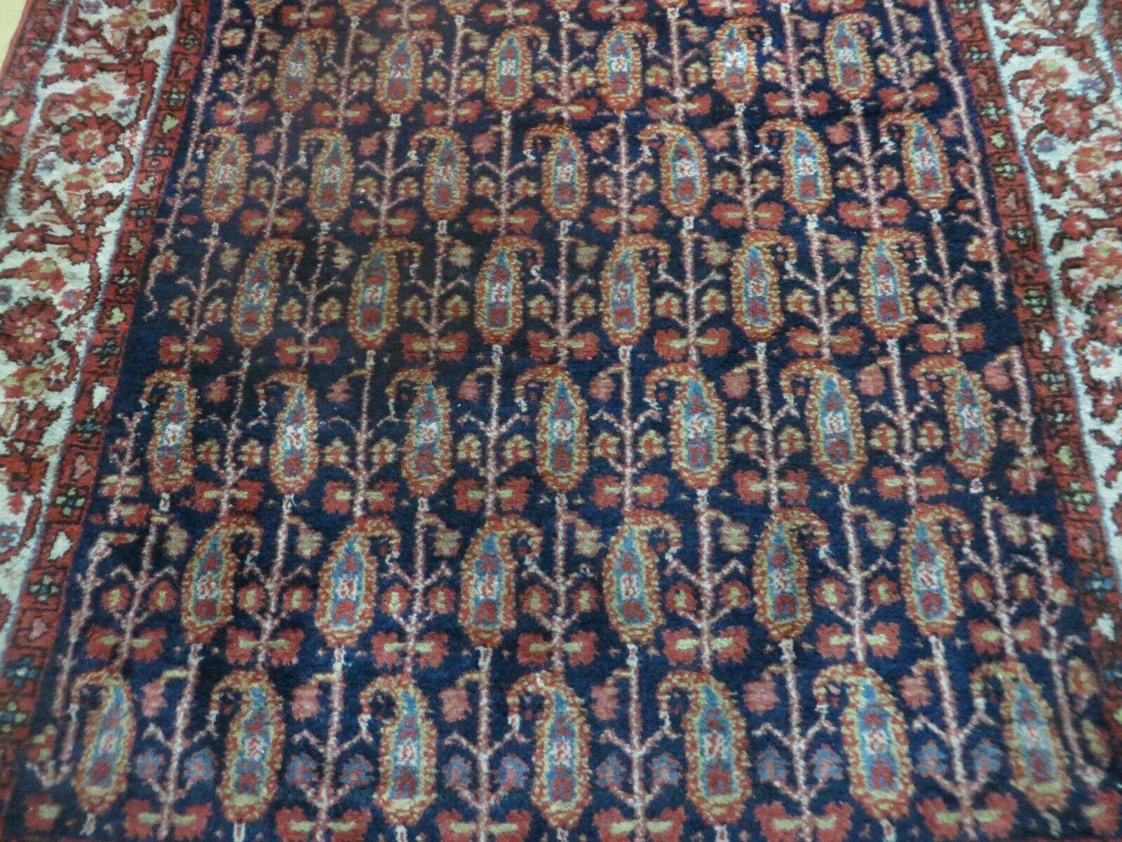 4' X 6' Antique Handmade Turkish Sivas Wool Rug Vegetable Organic Dye Nice Blue