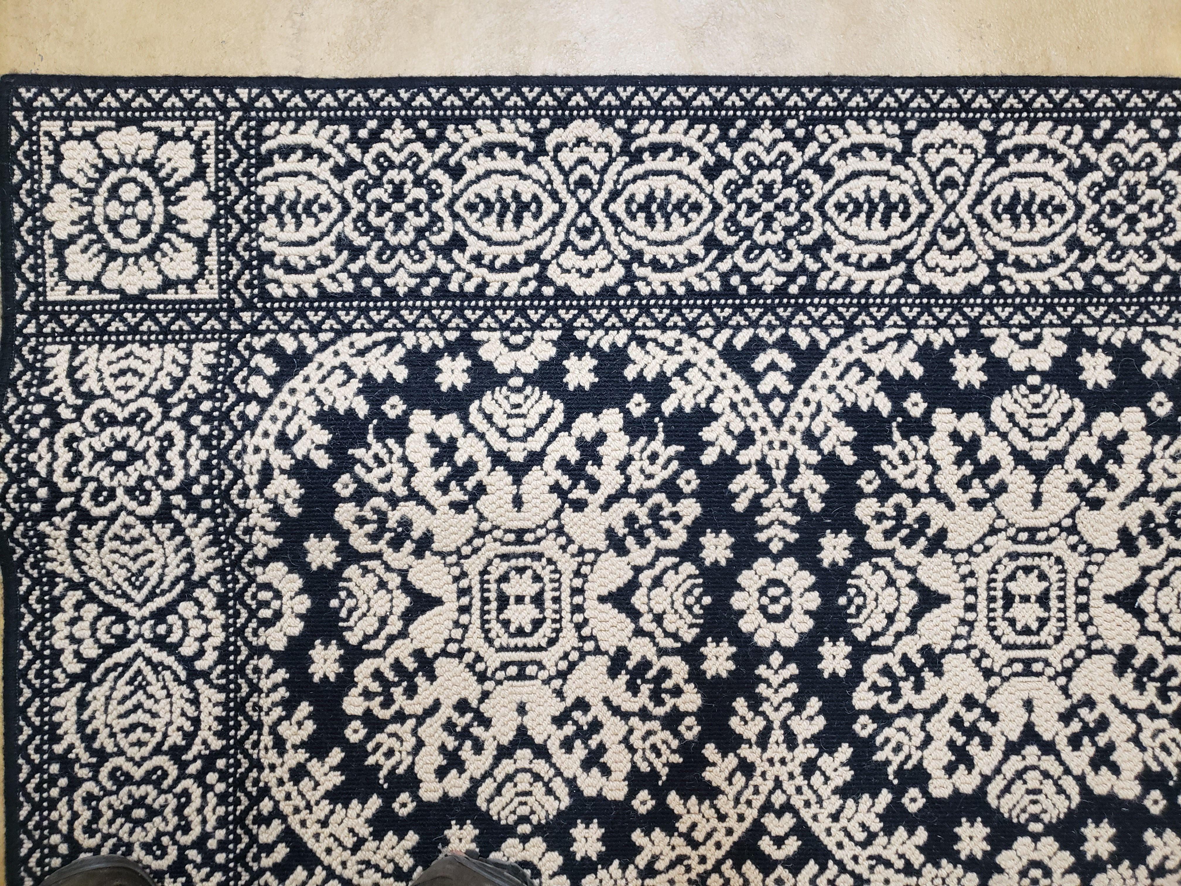 4x6 Power-Loomed Rug Dark Navy Blue & Ivory Oriental Carpet Nice