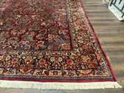 Large Persian Sarouk Rug 10x17, Palace Size Antique Persian Carpet, Red, Floral Allover, Traditional Persian Rug, Oversize Handmade Wool Rug
