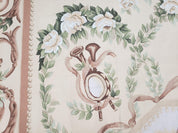 Elegant Aubusson Rug 10 x 14, Cream and Ivory Simple Aubusson Floral Carpet, Hand-Woven, European, New Aubusson Rug, Wool Area Rug, Violins