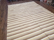 Indian Striped Blanket 6x9, Large Indo Kilim Area Rug, Earthern Tones Woolen Hand-Woven Flatweave South American Style Queen Size Bedspread