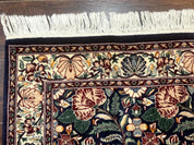 Square Pak Persian Small Rug 2.7 x 2.7, William Morris Design, Dark Green, Floral, Handmade