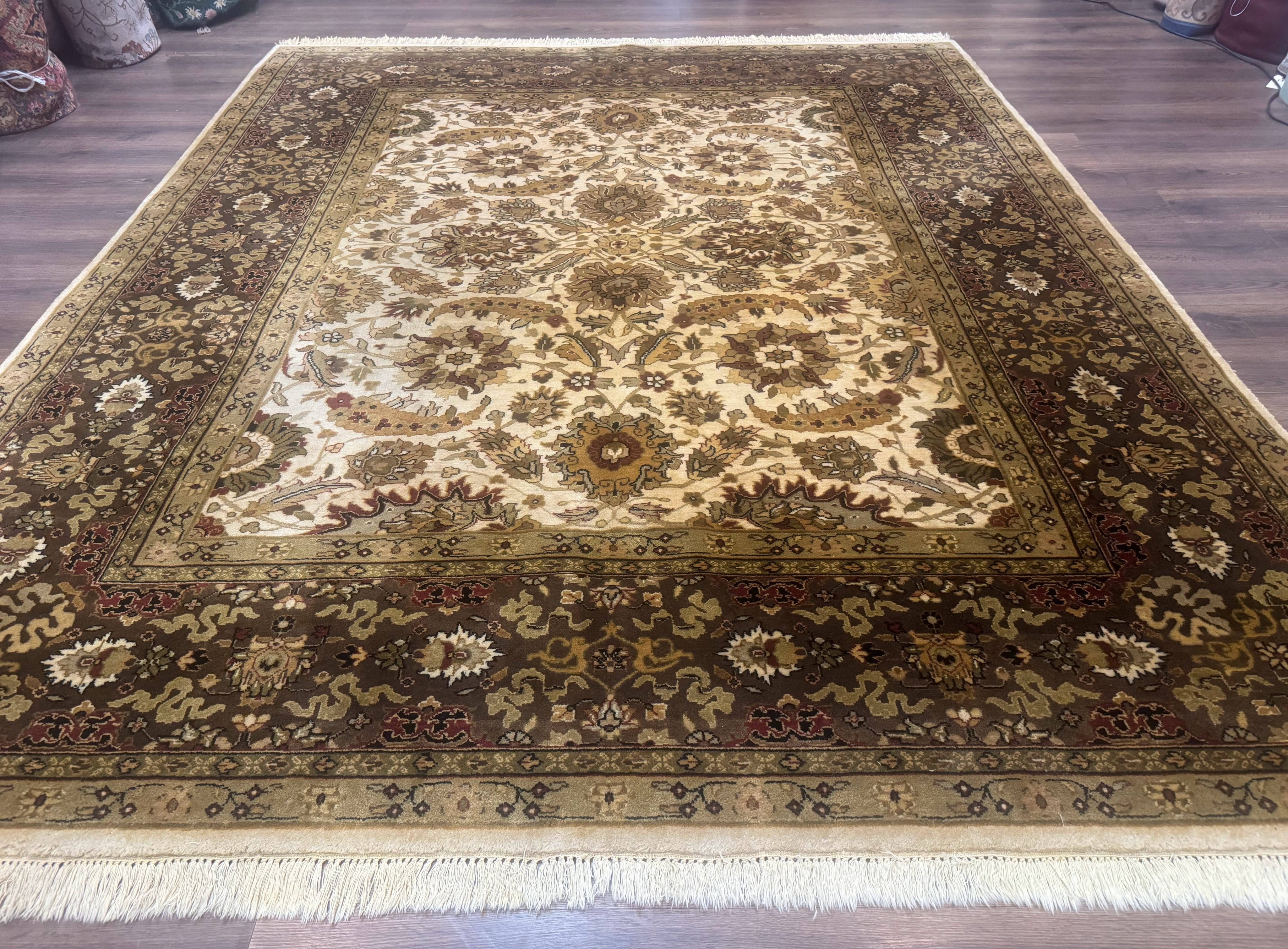Indo Persian Mahal Rug 8x10, Floral Traditional Wool Oriental Carpet