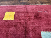 Modern Indo Persian Gabbeh Rug 7x10, Red, Tribal Area Rug