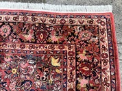 Large Antique Persian Sarouk Rug 11x18, Red, Floral Allover, Palace Size Wool Handmade Carpet