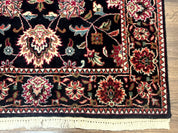 Indo Persian Sarouk Rug 3x5, Black Traditional Oriental Carpet