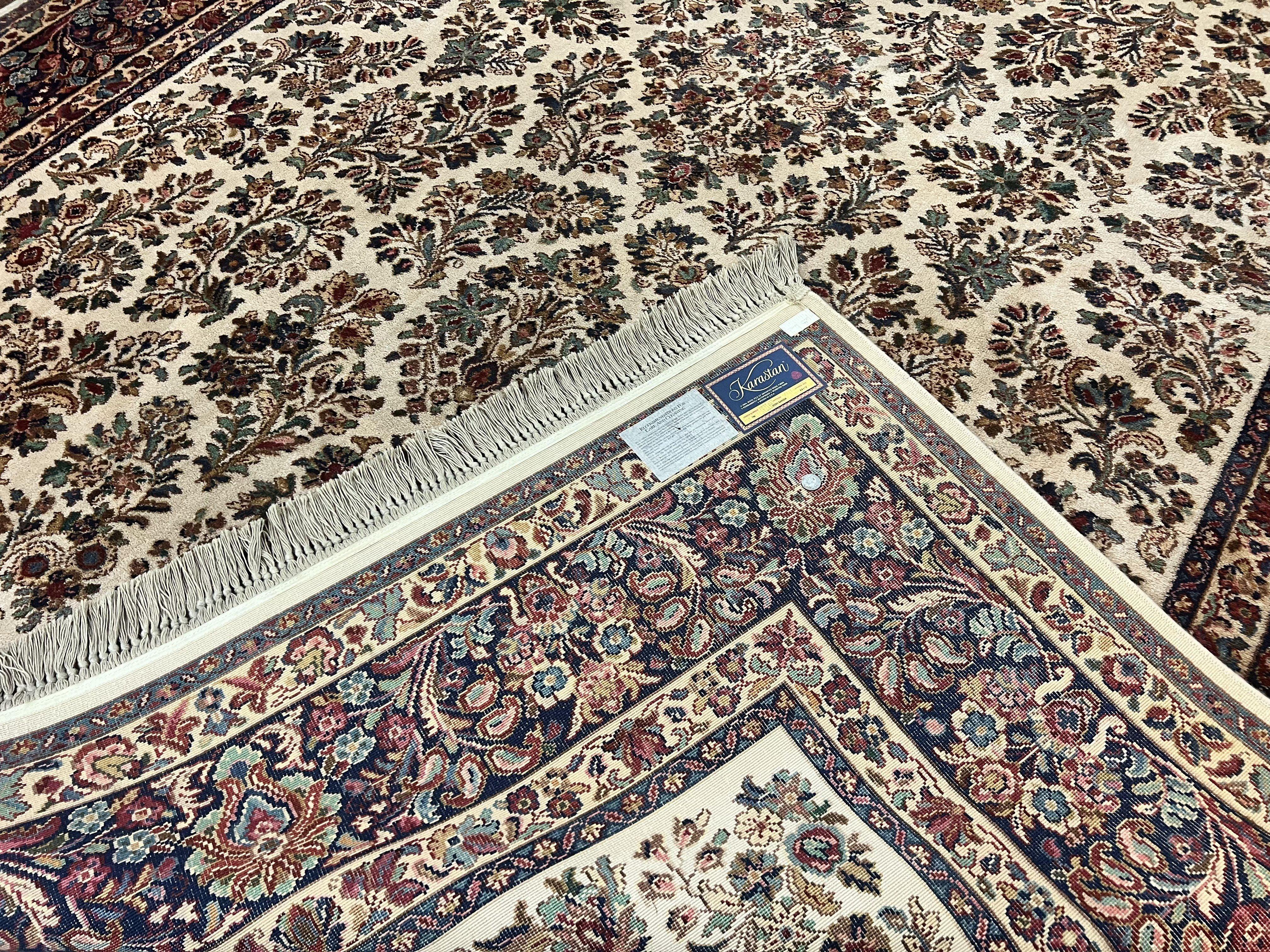 Karastan Rug 8' 8" x 12', Ivory Sarouk #760, Original Karastan Carpet 700 Series, Wool Karastan Area Rug, USA Made, Large Karastan w/ Label