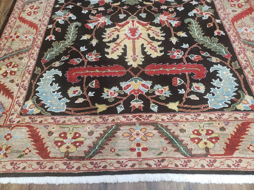 Peshawar Rug, 6x9 Rug, Hand Knotted Wool Area Rug, Black and Silver Rug, Unique Oriental Carpet, Handmade, Medium Sized Rug, Persian Rug