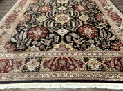 Sino Persian Rug 9x12, Black & Maroon, Wool and Silk, Allover Pattern
