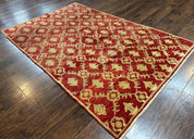 Modern Turkish Oushak Rug 5x8, Brick Red