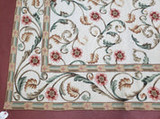 Needlepoint Rug 9x12, European Aubusson Design, Floral Allover Garden Pattern, New Needlepoint Area Rug, Ivory Rug, Hand Woven, Flatweave