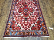 3' 2' X 5' 1" Handmade Floral Wool Rug Red Beige /Ivory