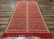 Moroccan Kilim Rug 4x8, Flatweave, Bohemian, Red Ivory Orange