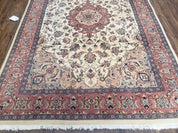 4x6 Handmade Top Quality Pakistani Floral Wool Rug Veg Dyes Carpet Beige Salmon