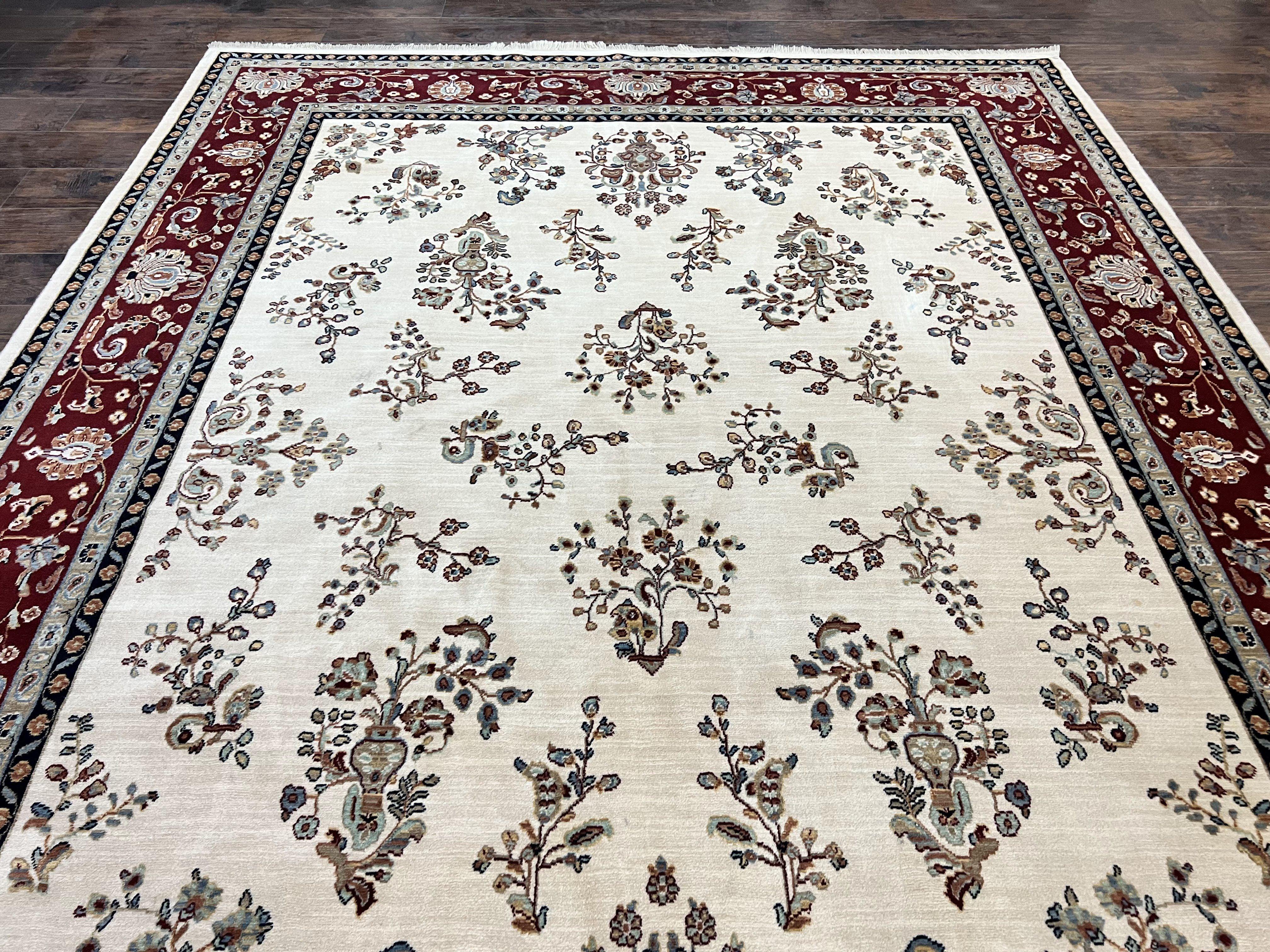 Karastan Rug 8.6 x 11.6, English Manor #2103, Ivory Floral Sarouk, Wool Karastan Carpet, Large Karastan Area Rug, Traditional Karastan Rug