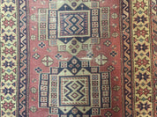 Antique Turkish Sparta Rug 3x6, Geometric Caucasian Kazak Pattern, Handmade